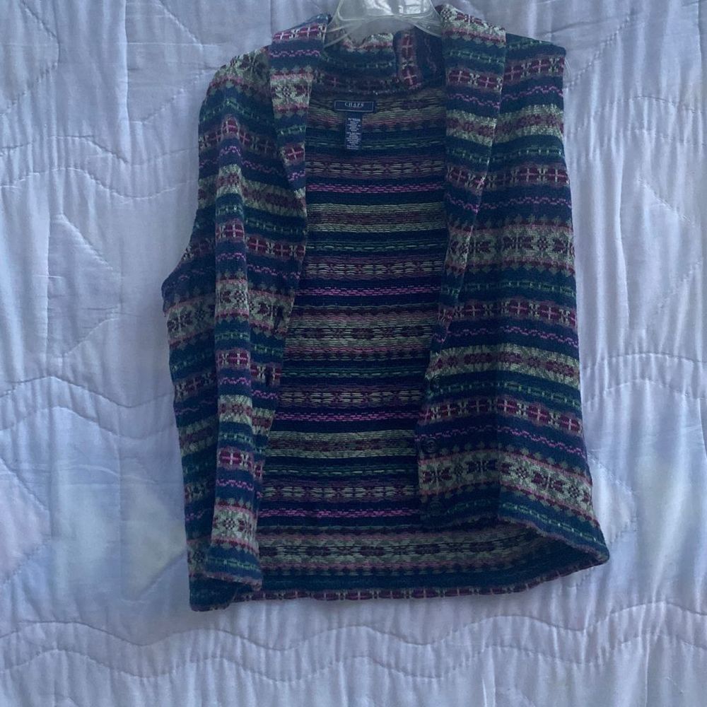 Chaps sweater vest, 1X. Jewel colors